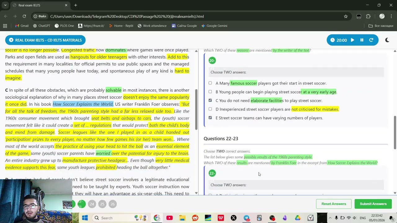 Playing soccer - Reading passage