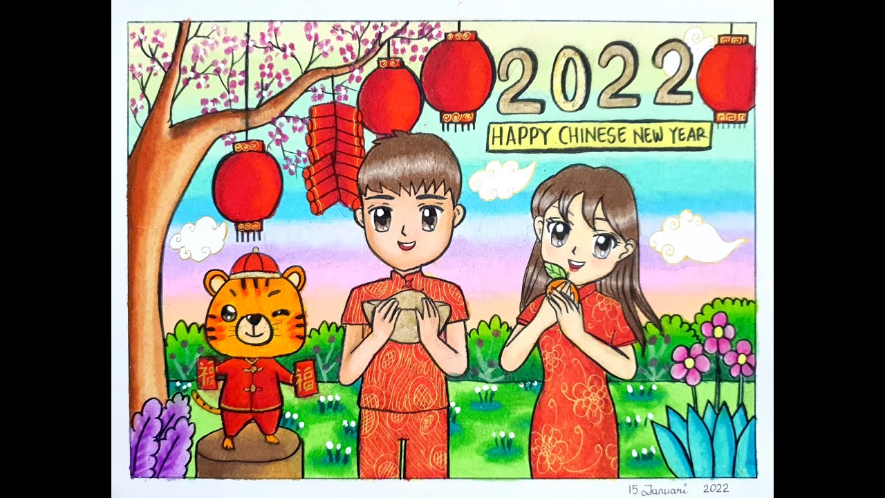 CARA MENGGAMBAR TEMA IMLEK  2022 - CARA GRADASI WARNA OILPASTEL EP 317