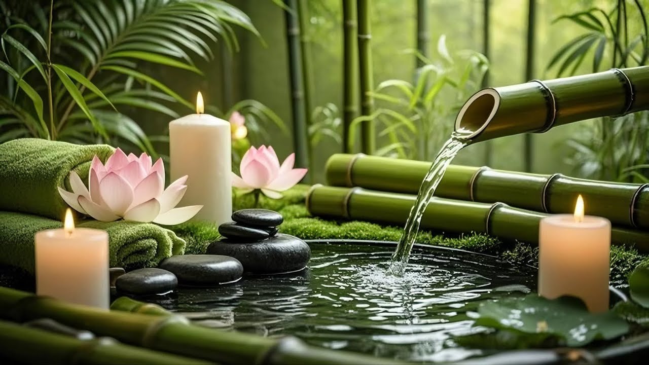 Relaxing Sleep Music - Bamboo Water Sounds 🌿Deep Sleep & Healing Music Anxiety Relief, Spa BGM