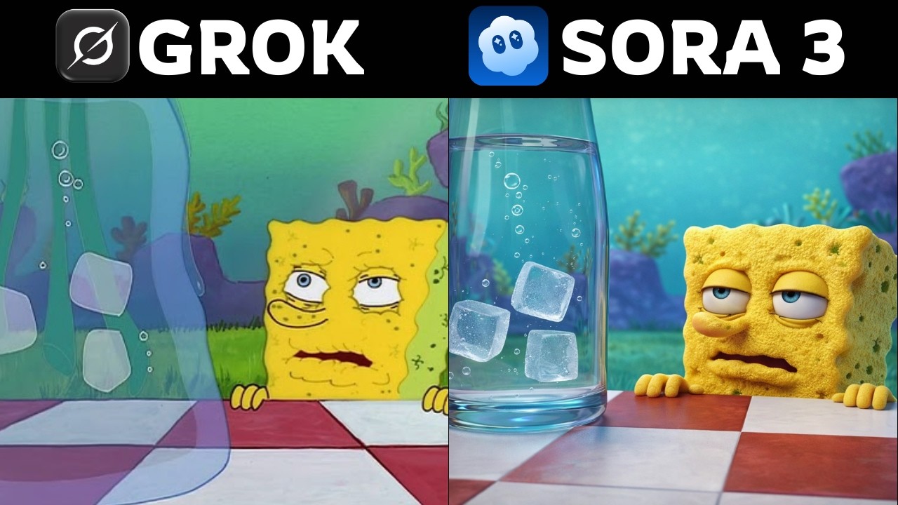 Sora 2 vs Grok: Remake iconic Scenes From Spongebob!