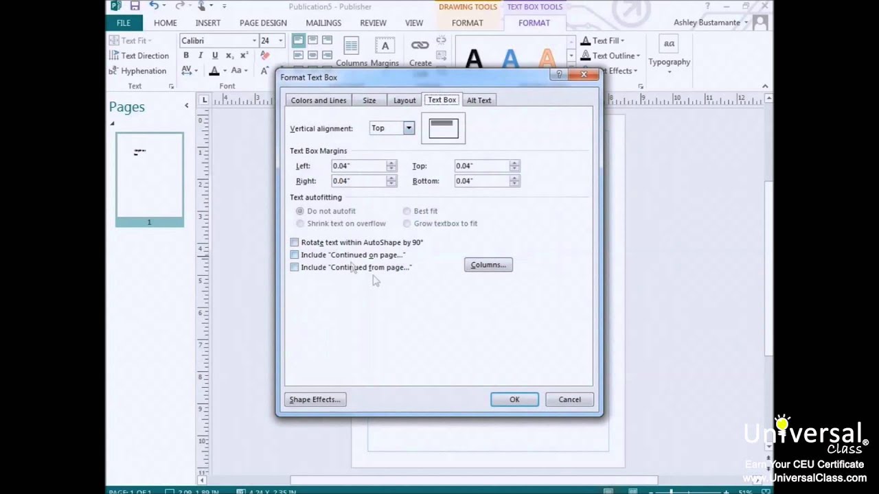 Working With Text and Text Boxes in Microsoft Publisher 2013 | Universal Class