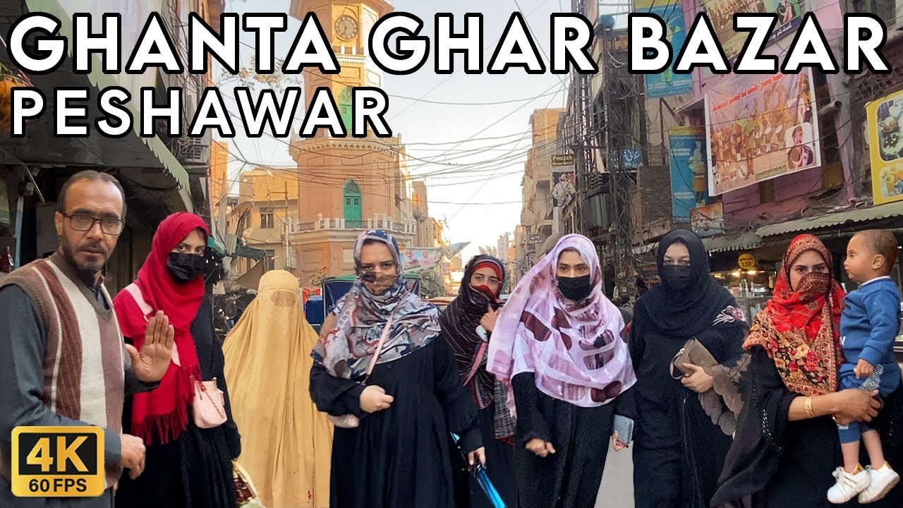 Ghanta Ghar Bazar Peshawar - Walking Tourist 4K