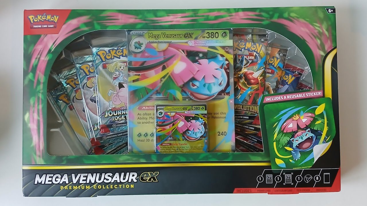 Pok&eacute;mon Mega Venusaur ex Premium Collection Unboxing!! (+ opening 2 Phantasmal Flames packs)