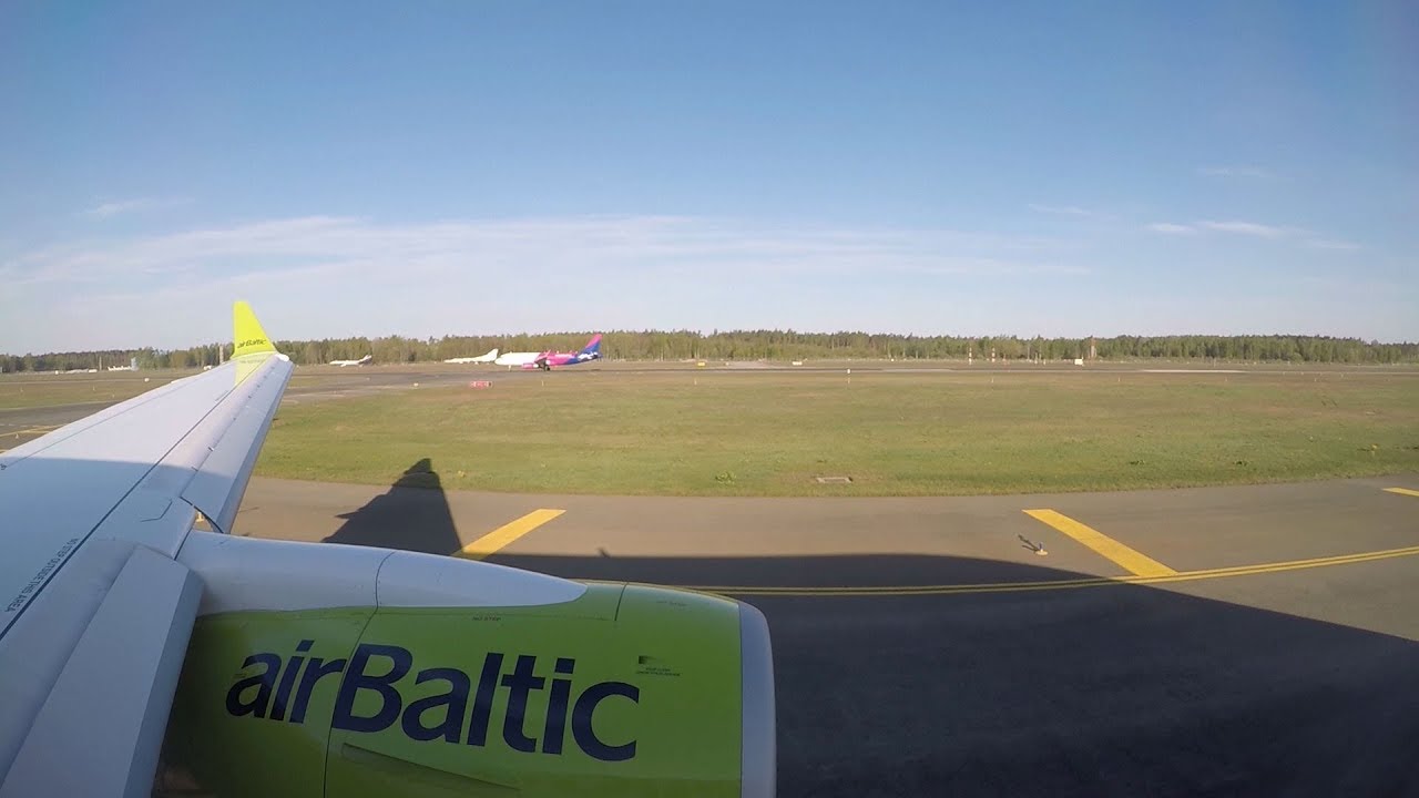 airBaltic Airbus A220 onboard takeoff at Riga Airport | BT431