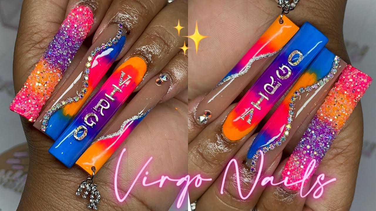 NEON OMBRE  NAILS 🌈✨ ZODIAC SERIES : VIRGO ♍️ ✨ SUBSCRIBER’S RECREATION REQUEST 💗