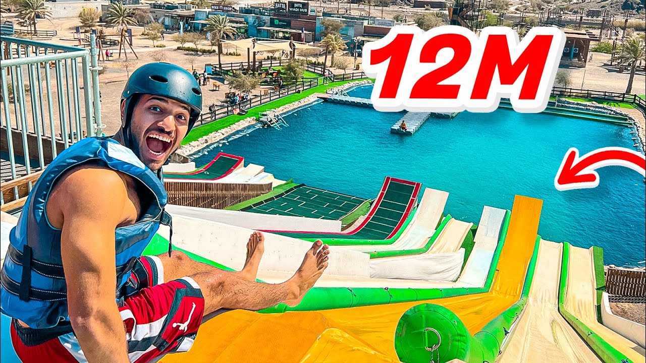 أطول زحليقة مائية في جبال حتتا 🏄🏻&zwj;♂️🏔 | HATTA WATER SLIDE