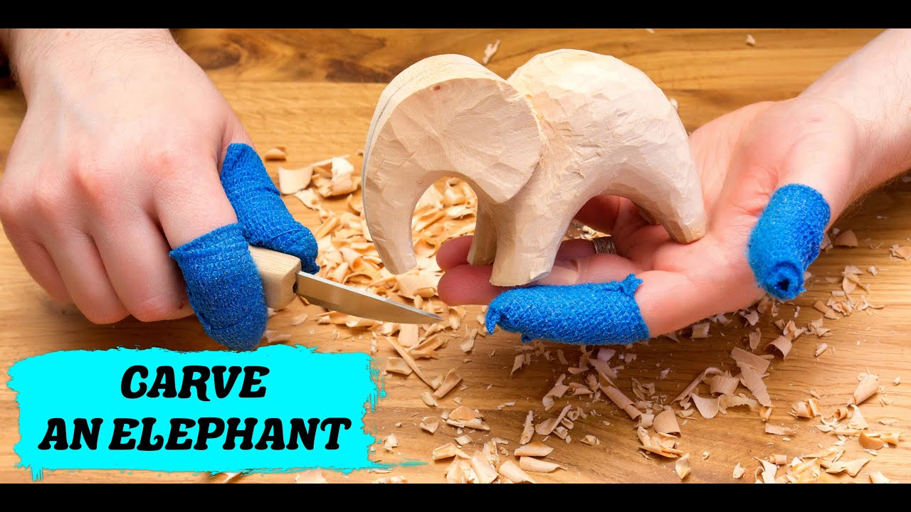 How to Carve Wooden Elephant - Wood Carving Kit for Beginners - Wood Carving Project - Whittling Set