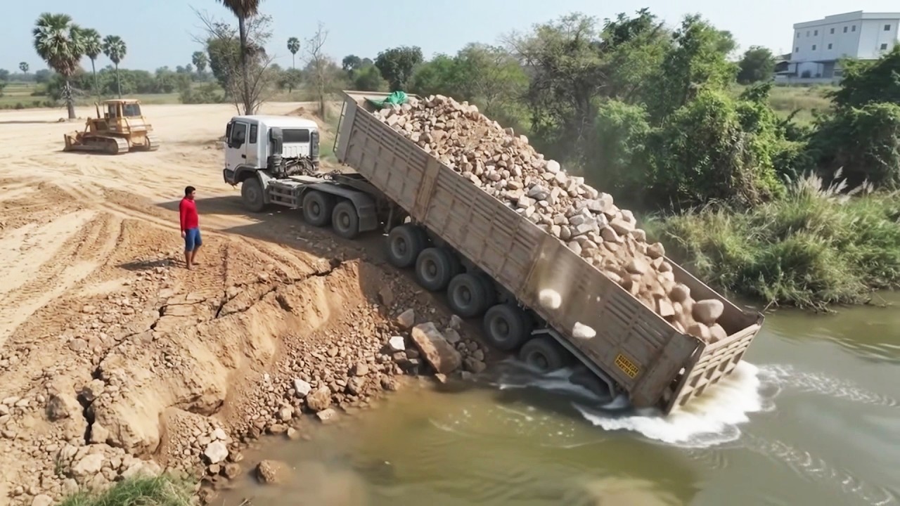 No One Expected This! Massive Land Filling Project  Huge Trucks Delivering Dirt Non Stop KOMATSU