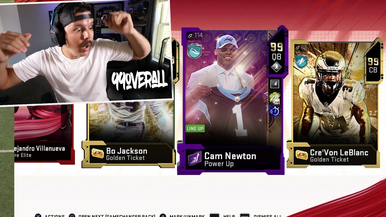 BOOSTED ODDS FOR GOLDEN TICKETS? 99 OVERALL CAM NEWTON - Madden 20