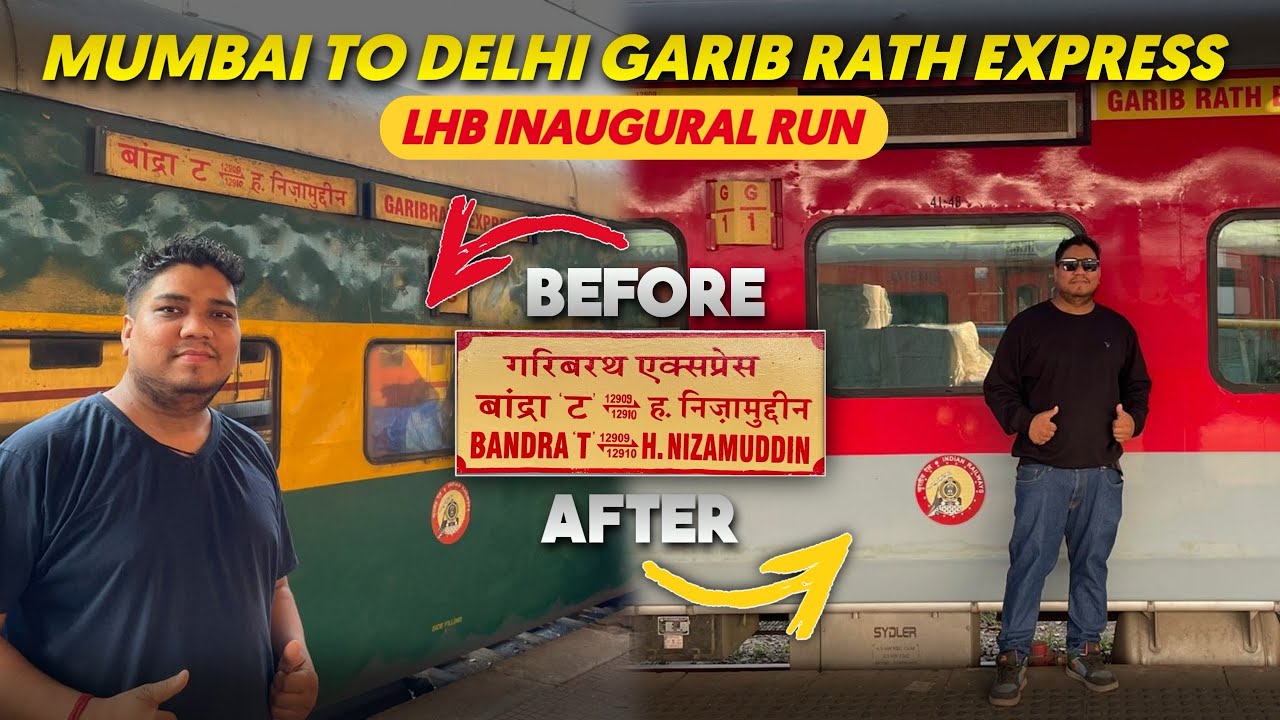 12909 Mumbai to Delhi Garib Rath Express Train Journey in New LHB Coaches