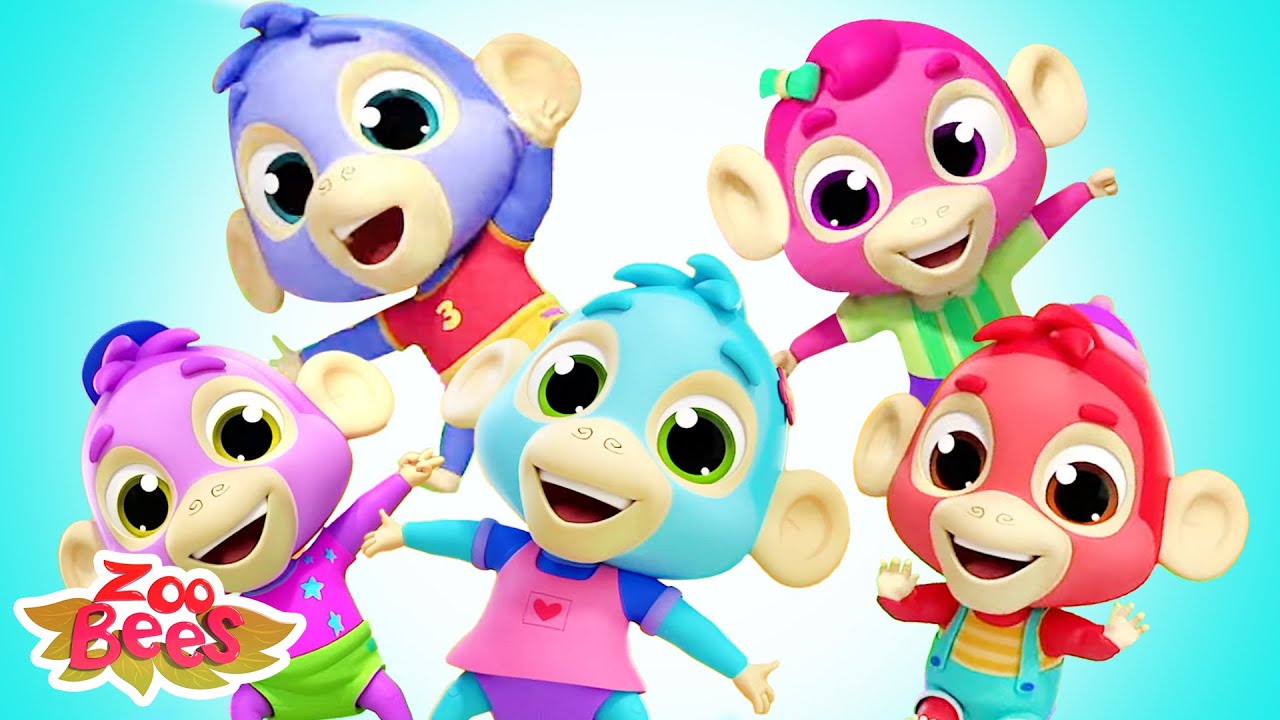 Five Little Monkeys Jumping on the Bed | Sing Along for Kids