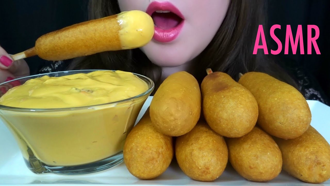ASMR Spicy Cheesy CORN DOGS - SATISFYING Eating Sounds