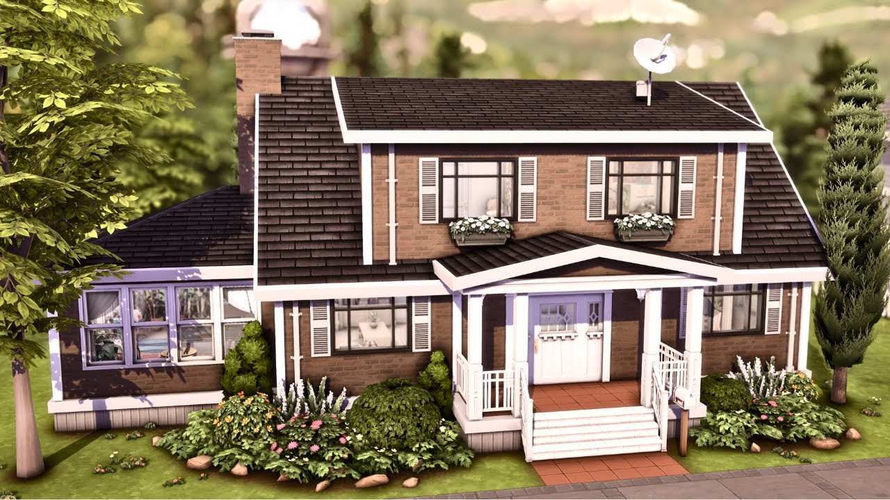 Colonial Brick House 🏡 The Sims 4 Speed Build | No CC