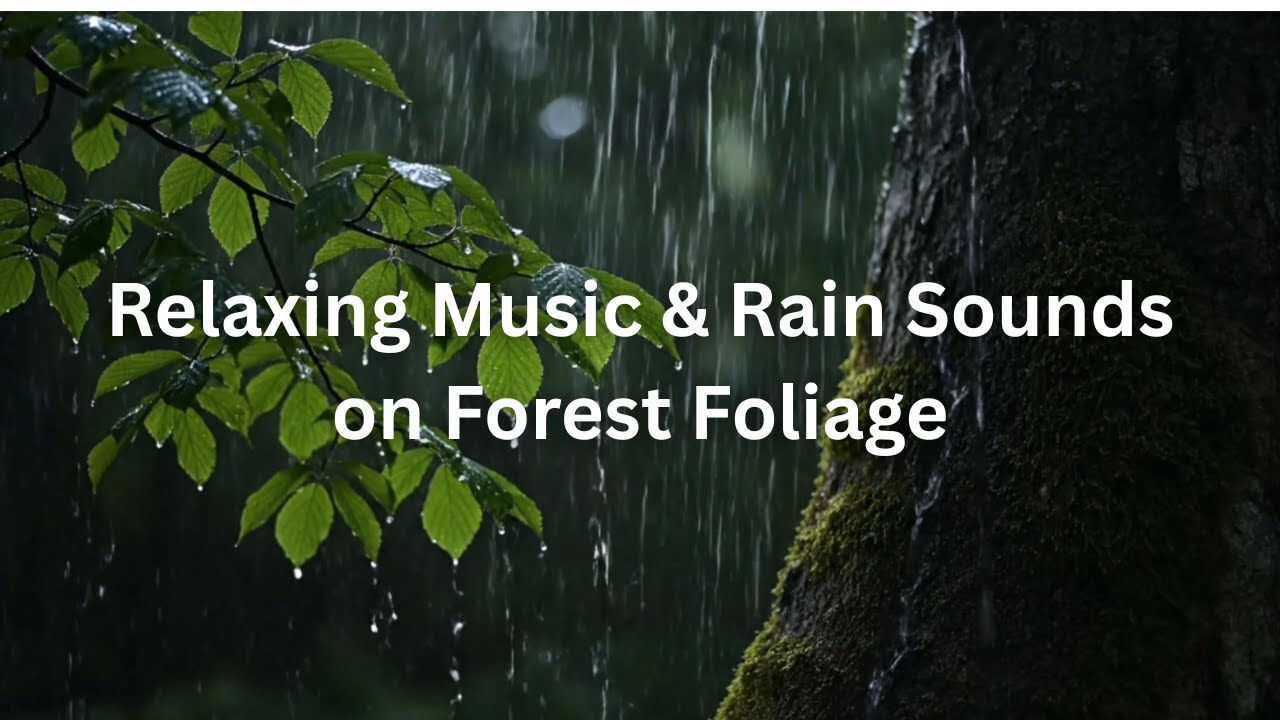Relaxing Music & Rain Sounds on Forest Foliage for Sleep Music, Meditation and Stress Relief