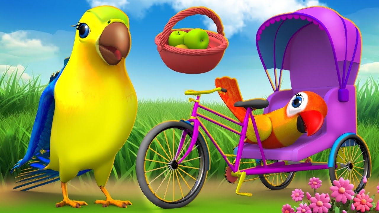 Chitti Chilakamma చిట్టి చిలకమ్మా - Parrots 3D Animation Children Telugu Rhymes - Telugu Parrot Song