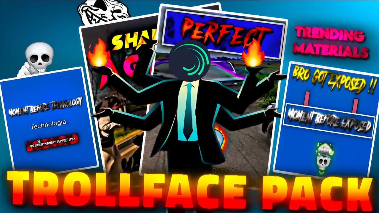 [Trollface Pack] My Using Troll Face | Text & Shake editing pack | 🔥💀