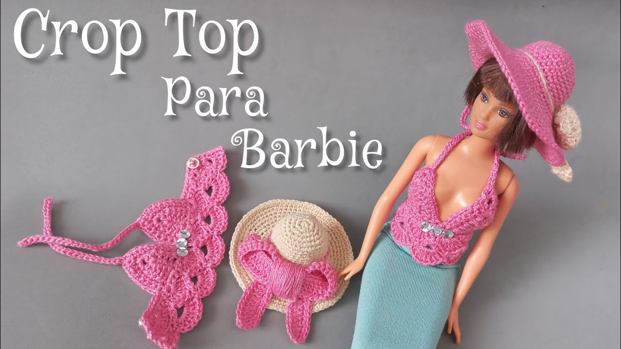 Crop Top barbie a crochet paso a paso #barbieclothes #barbiecrochetnorma