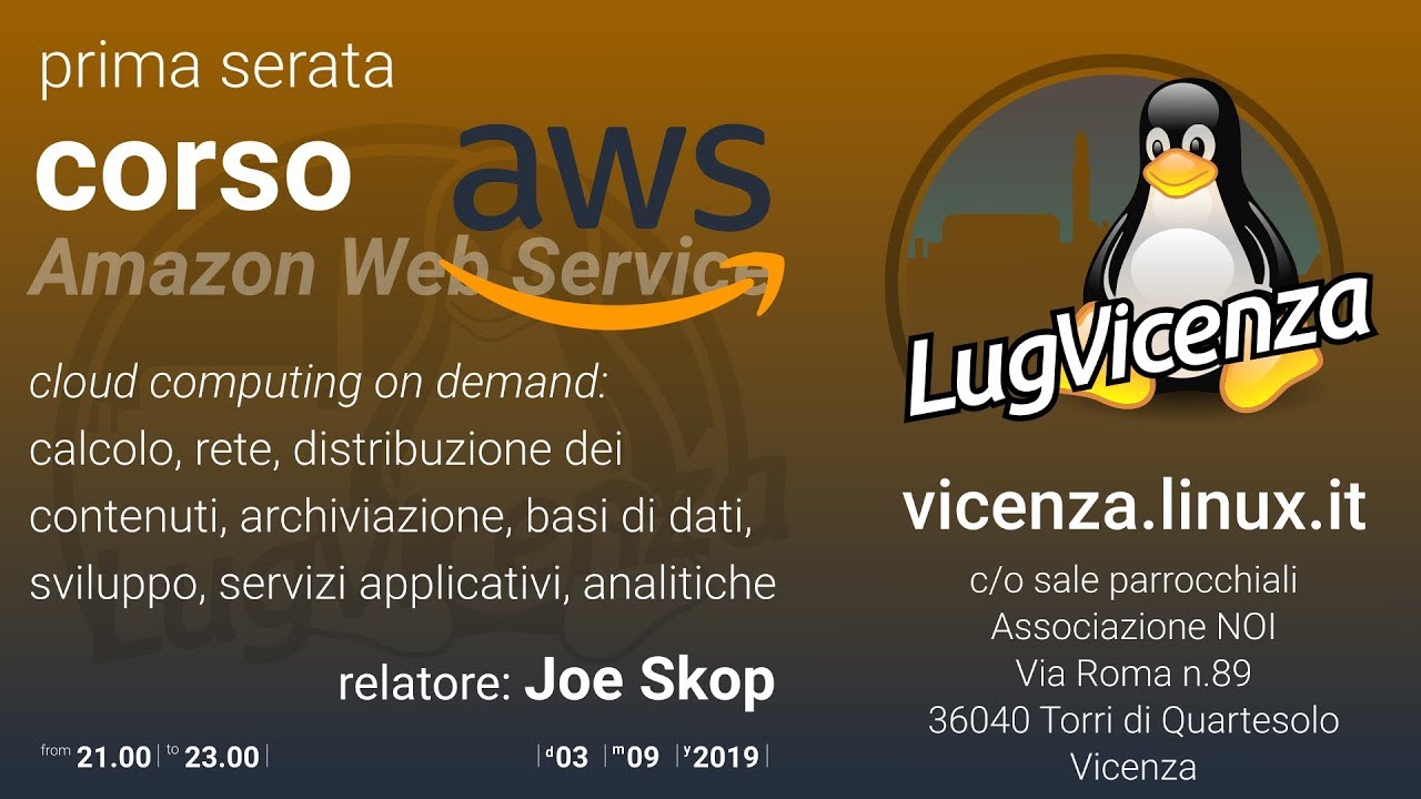 Introduzione ad Amazon AWS – Rel. Joe Skop (prima serata)