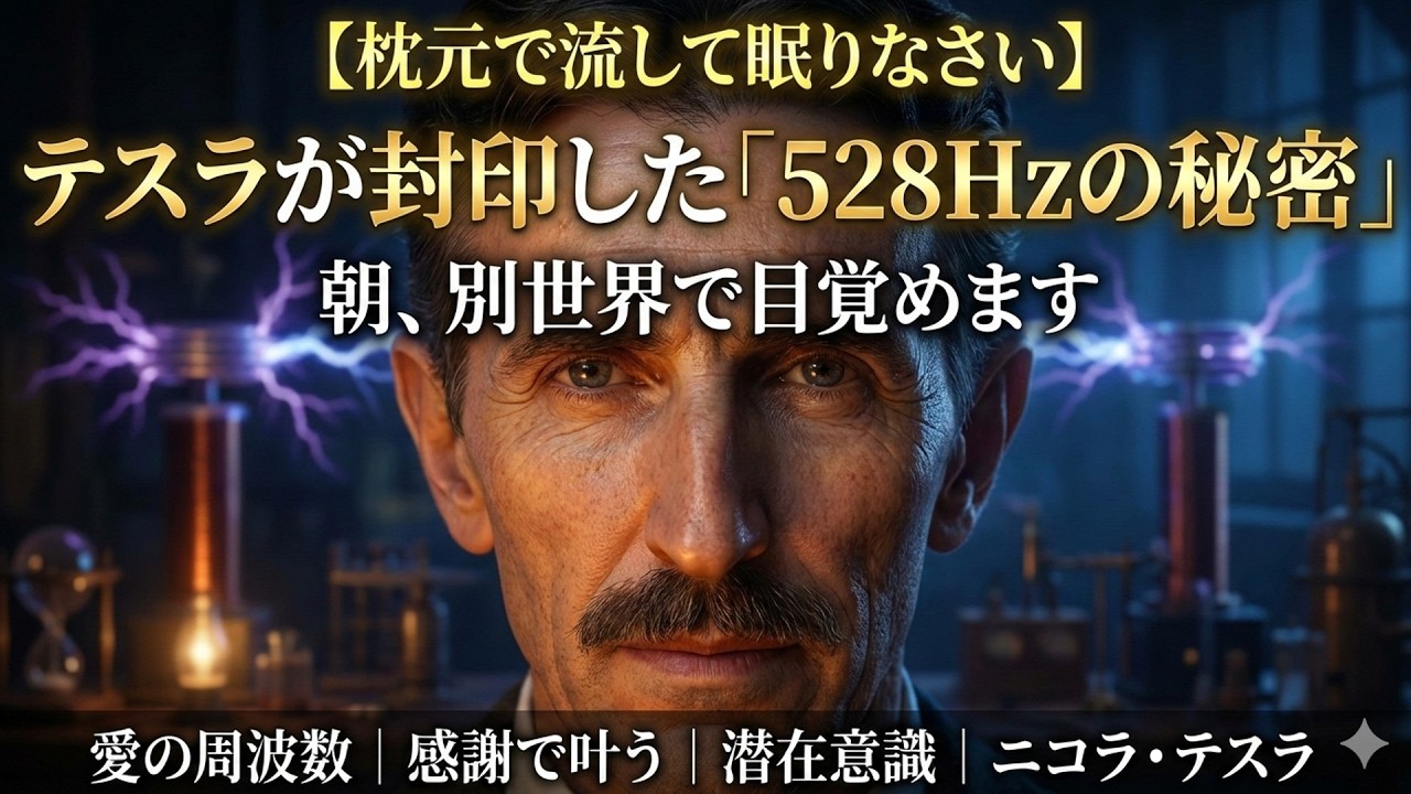 【枕元で流して眠りなさい】テスラが封印した「528Hzの秘密」朝、別世界で目覚めます【ニコラ・テスラ】愛の周波数/感謝/成功哲学/潜在意識/睡眠/癒し