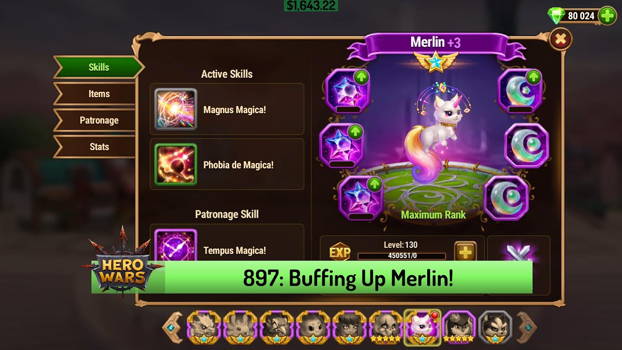 Let's Play Hero Wars 897: Getting Merlin Violet +3 and Absolute Star
