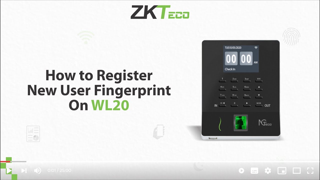 How to Register New User  Fingerprint on ZKTeco WL20 Time Attendance Device