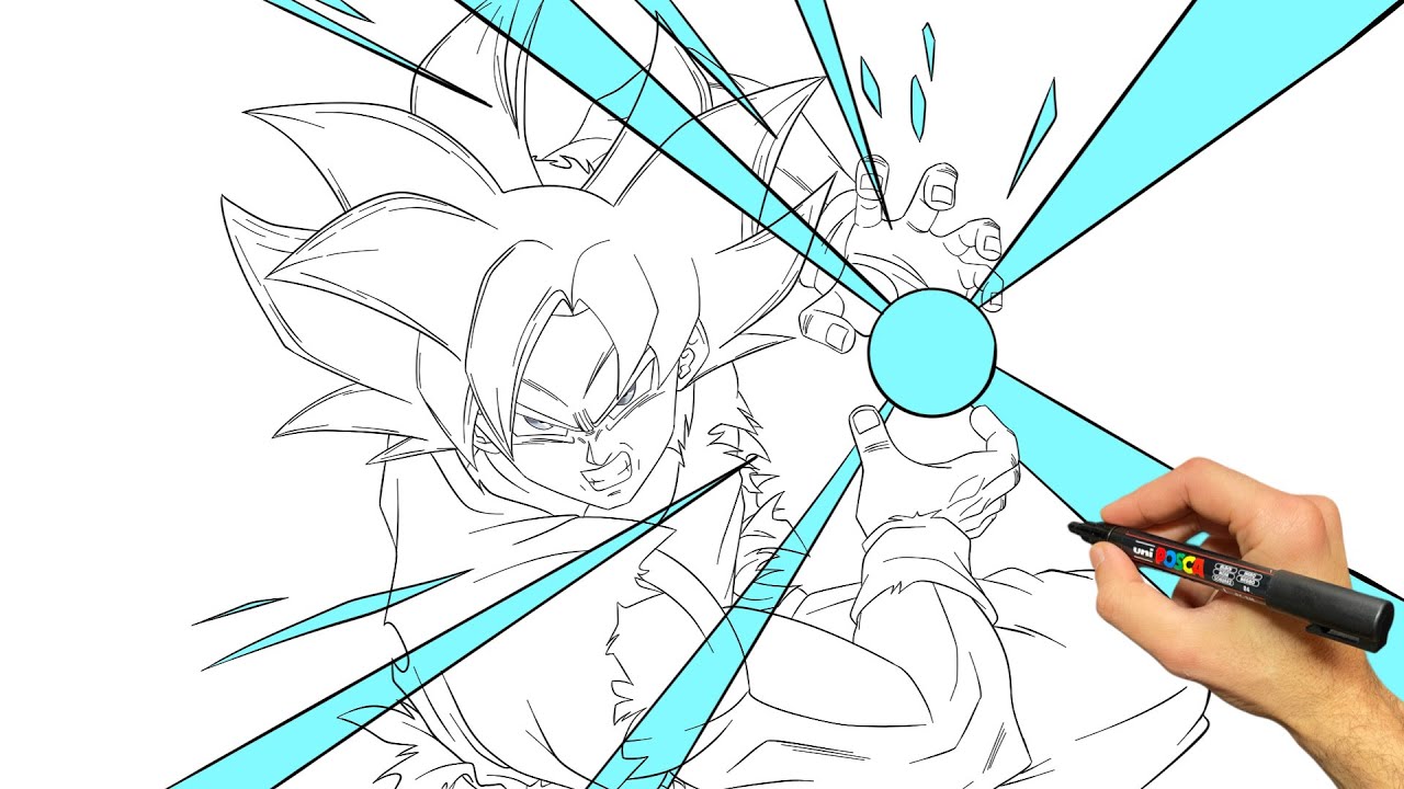 How to Draw Goku Ultra Instinct Kamehameha | Anime Drawing Tutorial