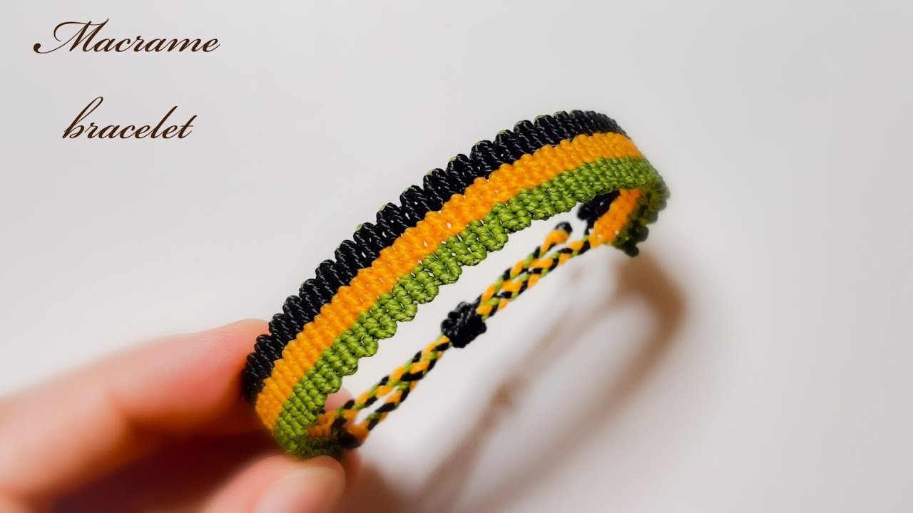 Macrame bracelet three colors tutorial