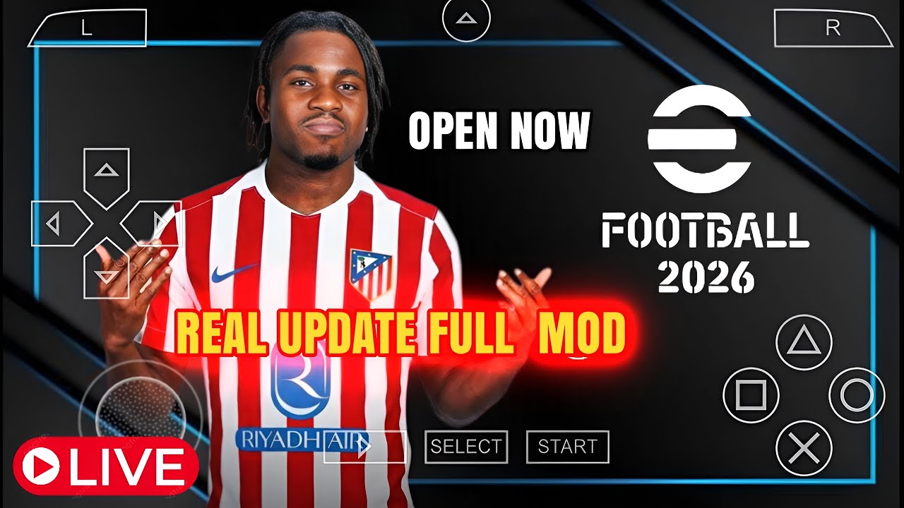 Finally eFootball PES 2026 PPSSPP Full MOD Update Face Camera PS5 Kits26 & New Transfer Graphics HD