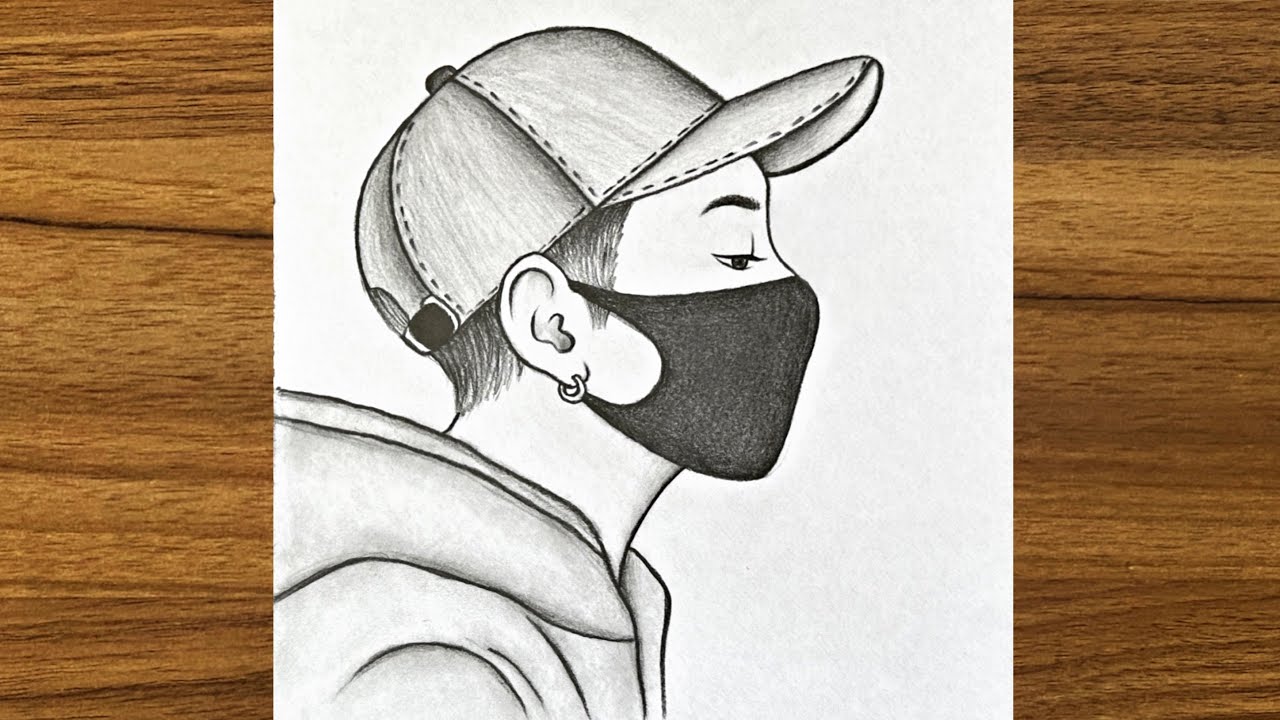 How to draw a boy with mask | Pencil sketch for beginners | Beginners drawing tutorials step by step