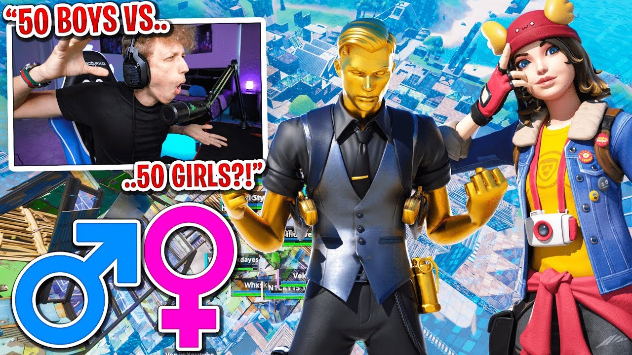 I got 50 GIRLS vs 50 BOYS to scrim for $100 in Fortnite... (craziest ending ever)