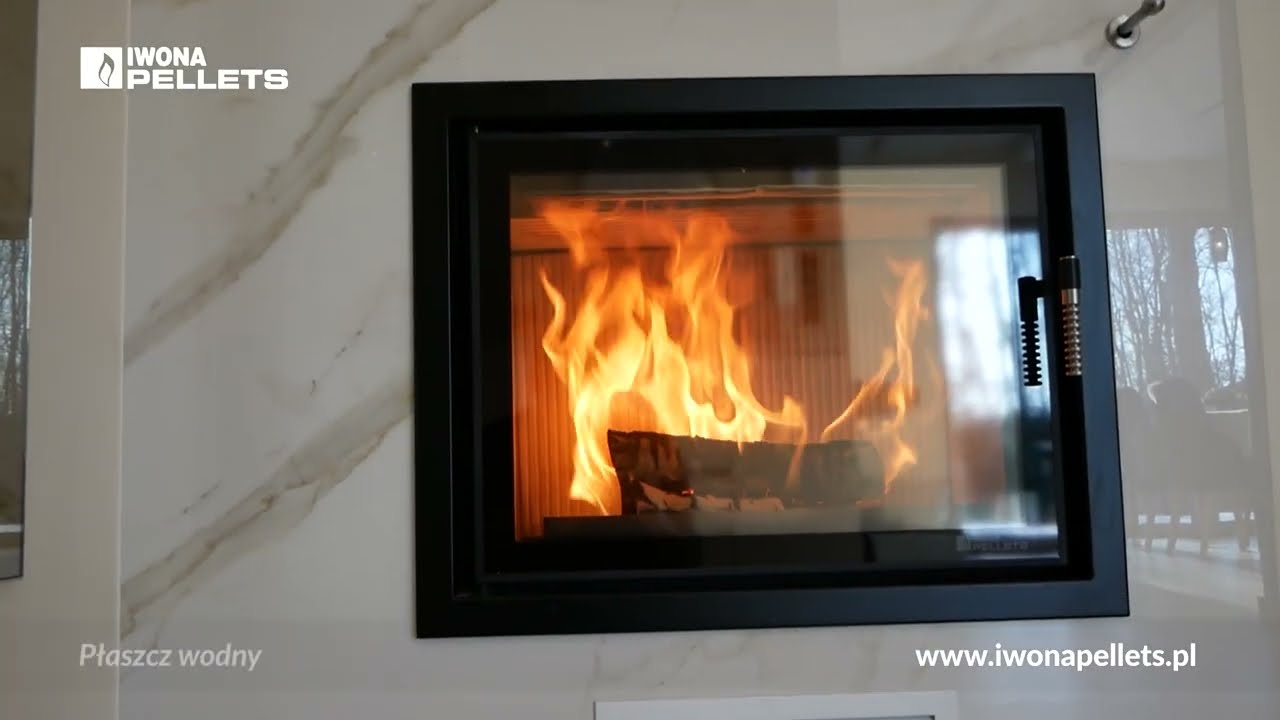 Kominek HYBRYDOWY na pellet i drewno, z płaszczem wodnym, LOUIS AQUA MAX 20kW
