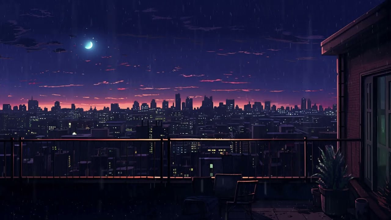 listen to the rain on rooftop ⛈ rainy lofi, beats chill night, lofi music