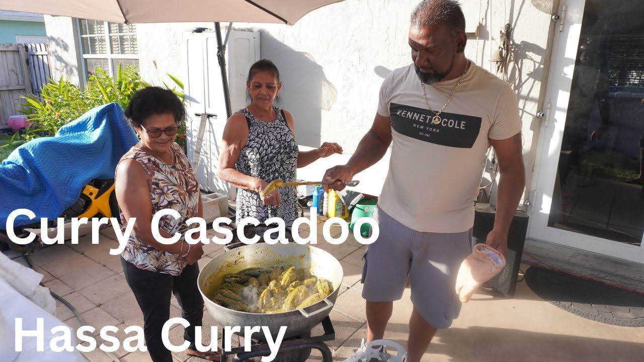 Cooking Delicious Curry Cascadoo / Hassa Curry in the Backyard Hanging with Friends.