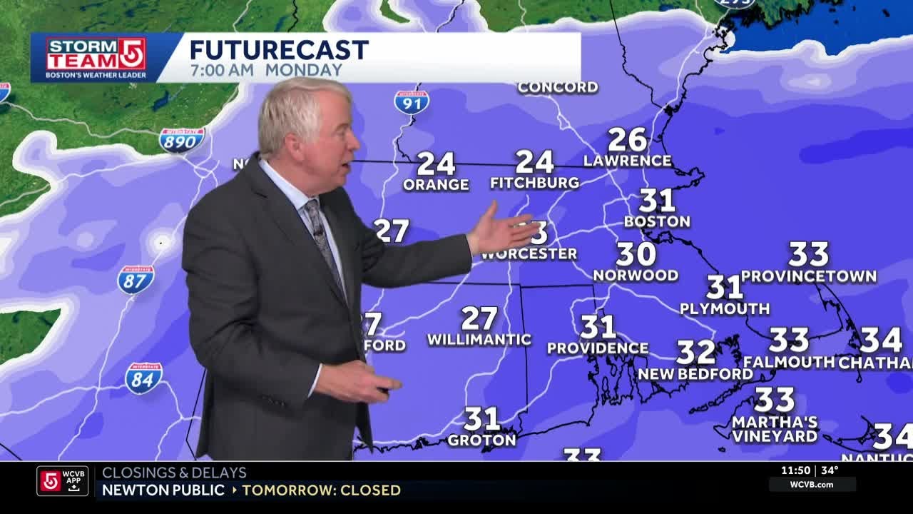 Video: Nor'easter snow, wind to peak Monday morning in Massachusetts