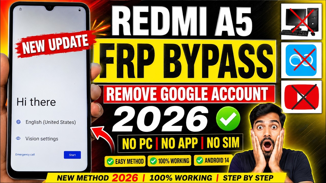 Redmi A5 FRP Bypass/Unlock 2026 Android 15 ✔️ 100% Working | Xiaomi Redmi A5 Remove Google Account