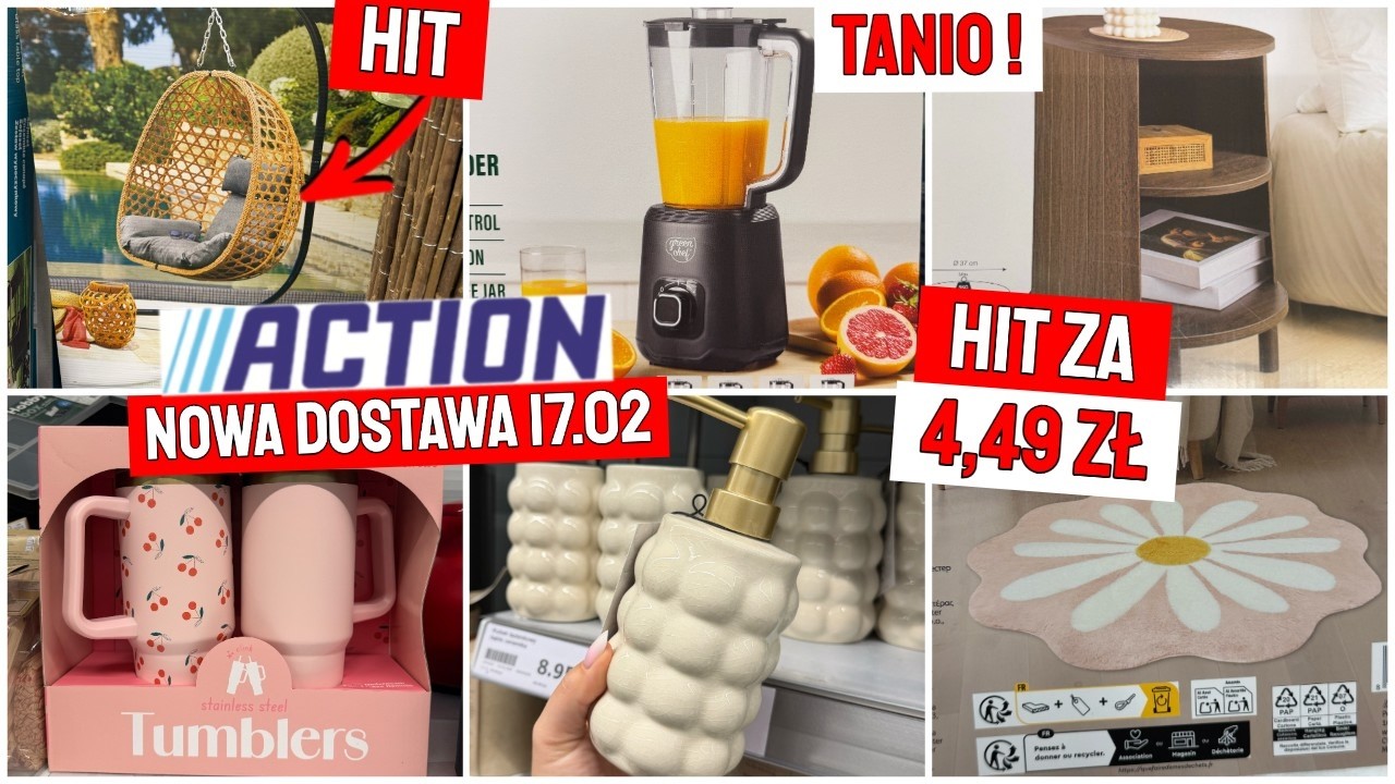 📍ACTION NOWOŚCI 17.02😍 WISZĄCY FOTEL TARASOWY HIT 💥 BLENDER KIELICHOWY 🔥 DYWAN ZA 39 zł PRZEGLĄD