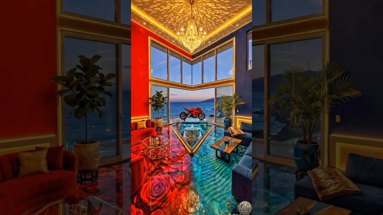 This Dubble Floor Is Amazing😱❤️💙 Luxury Ocean View Epoxy Floor Transformation✨ #epoxy #resin #design