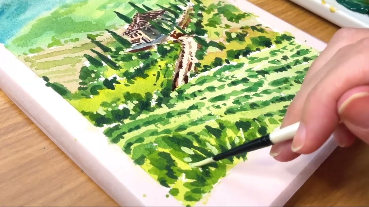 ✨New Art Supplies!✨ Painting Tuscany in Watercolor. Trying New Travel Journal, Paints and Brush 🏡