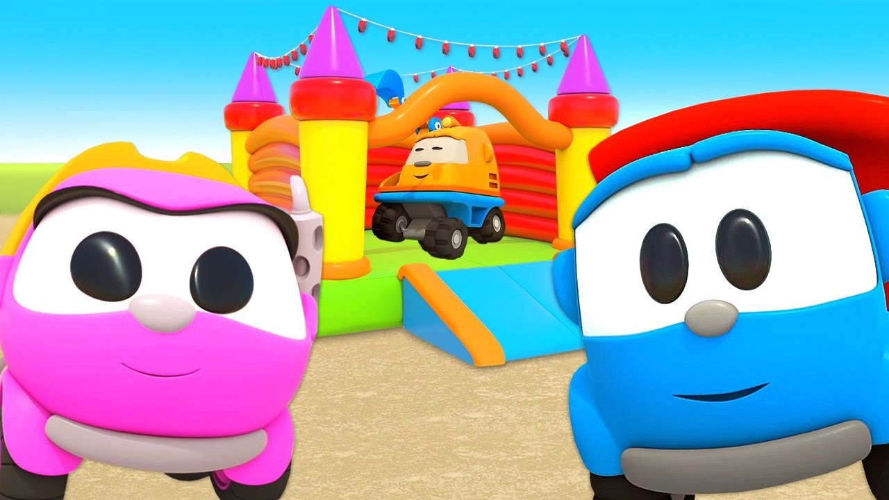 Lastbilen Leo och hans vänner. Spel för barn på nöjesparken. Bebistecknade filmer på svenska
