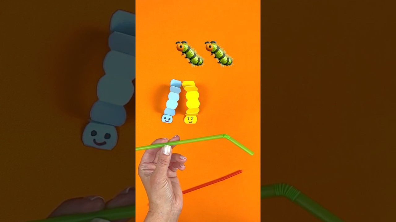 DIY Cool Caterpillar 🐛 Straw Trick! Blippi's Favorite Science Toys! #blippi #shorts