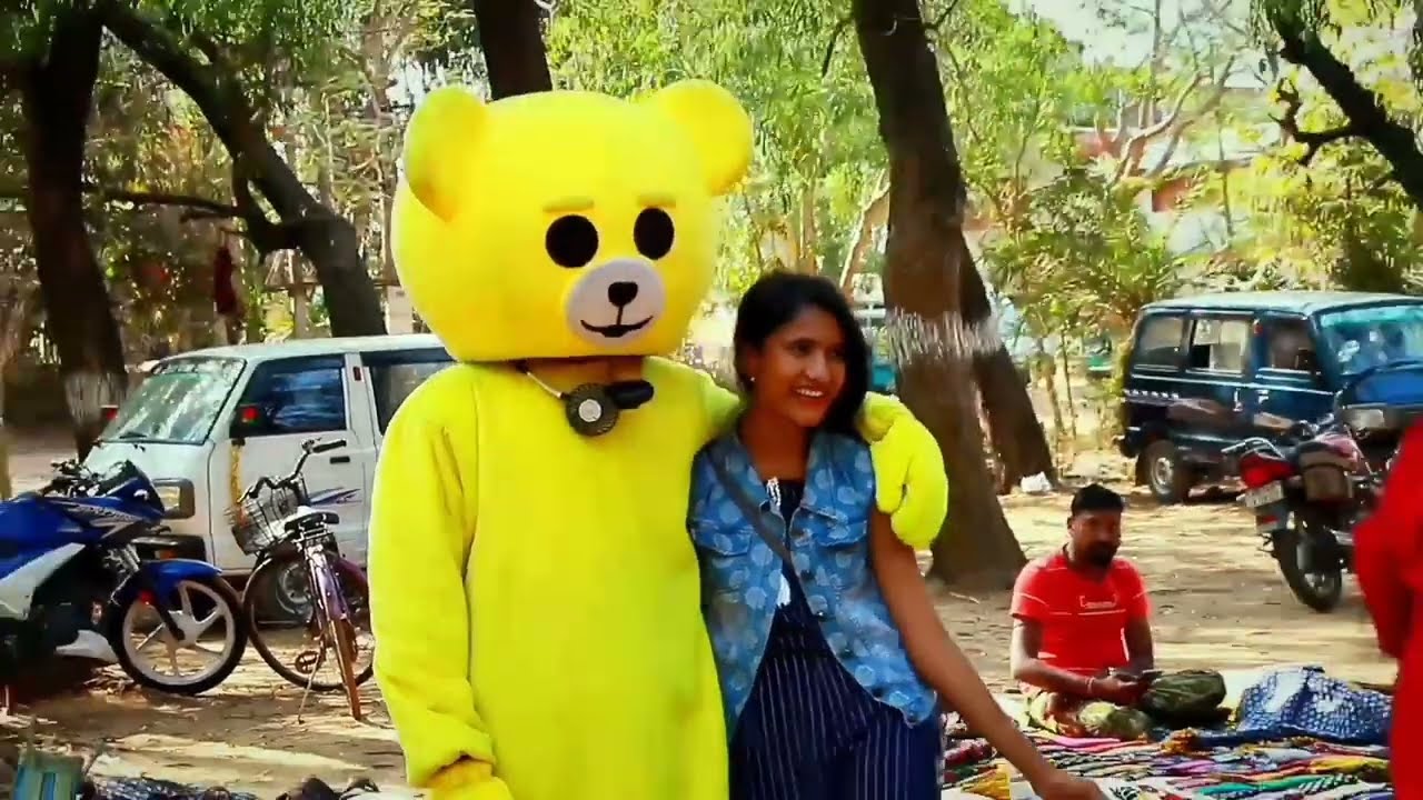 Teddy Bear Prank On Park😂Sautal Dance💋Romantic Kiss cute girls 🇮🇳 #india teddy video🧸#teddy gangstar
