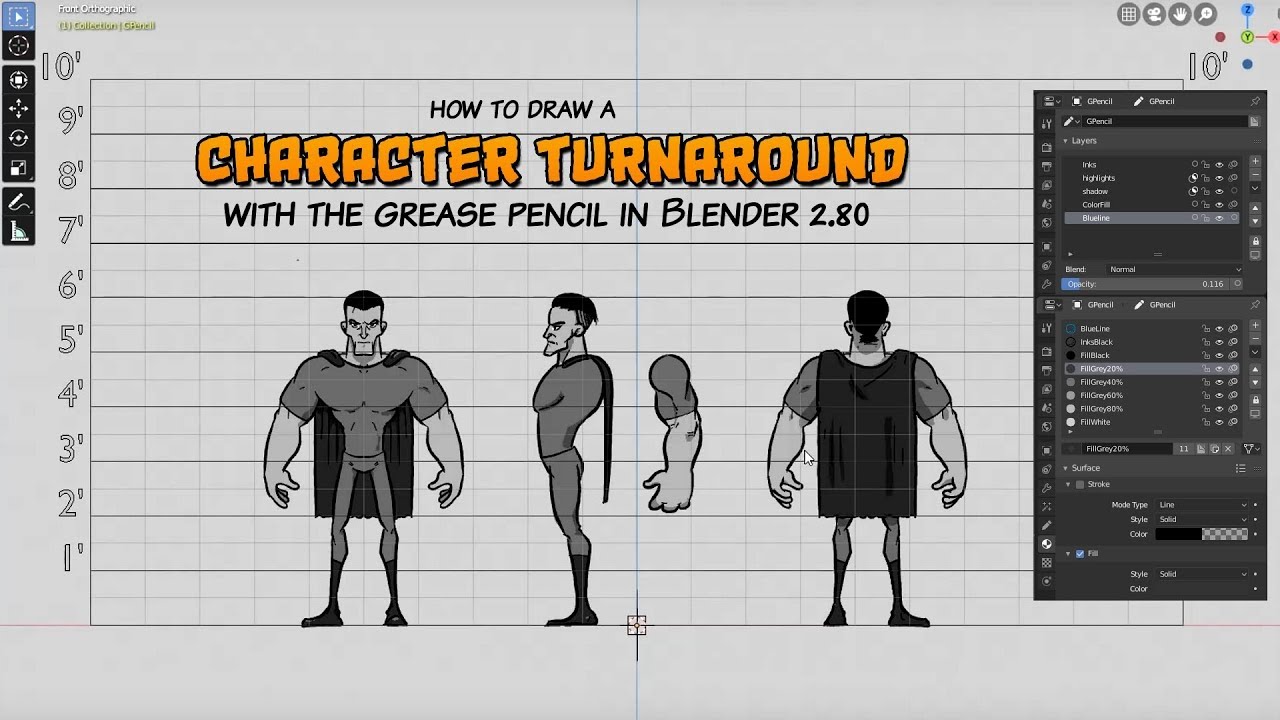Изменение характера с помощью карандаша Blender's Grease Pencil