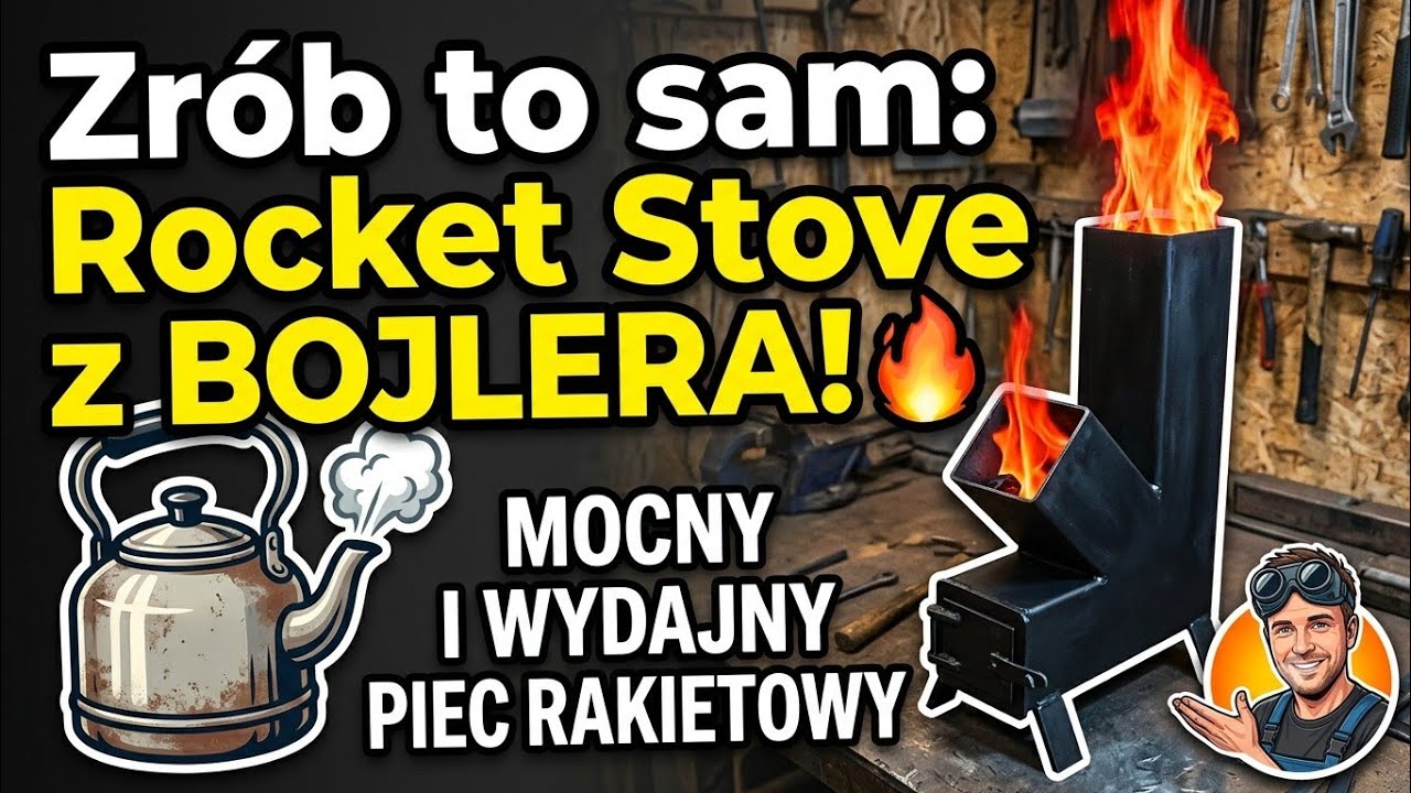 Rocket stove diy (piec rakietowy z bojlera)