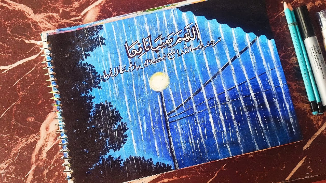 Easy Arabic Calligraphy for Beginners Using Markers | Rainy Night Painting | Islamic Art 