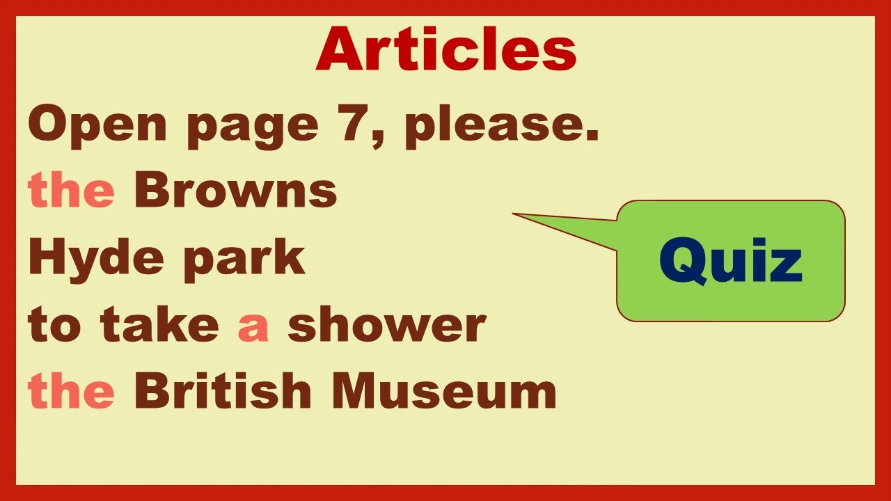 English Articles Quiz
