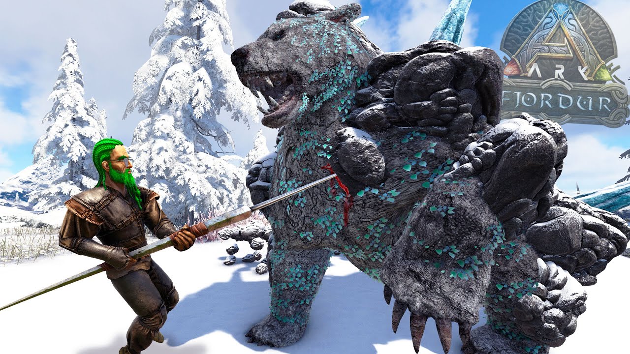 HE MATADO AL OSO GIGANTE STEINBJORN DE MANERA EPICA!! ejercito de dinosaurios inmortal ARK Fjordur
