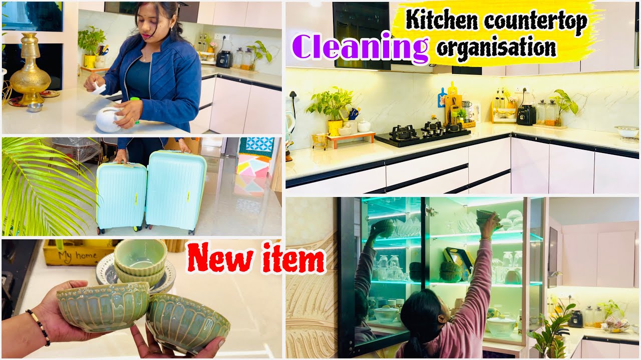 ✅किचन काउण्टरको साफ सुंदर और व्यवस्थित रखने के तरीके || kitchen organisation tips, self care routine