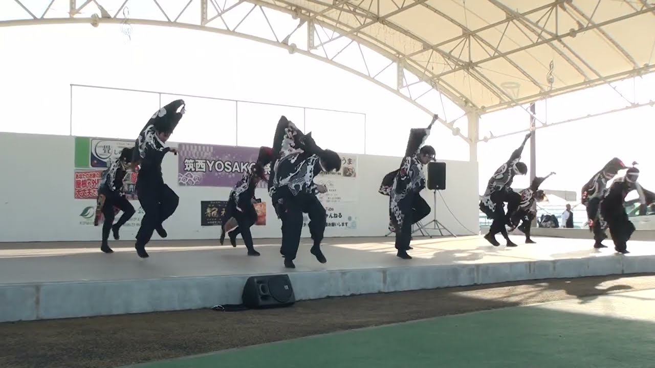 『一祭万笑』さん 2026.3.1 「第10回筑西YOSAKOI祭り」道の駅グランテラス筑西 野外　3回目のステージ演舞です。