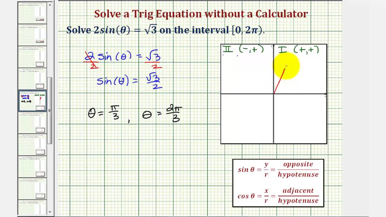 Ex:  Solve sin(x)=a  Without a Calculator