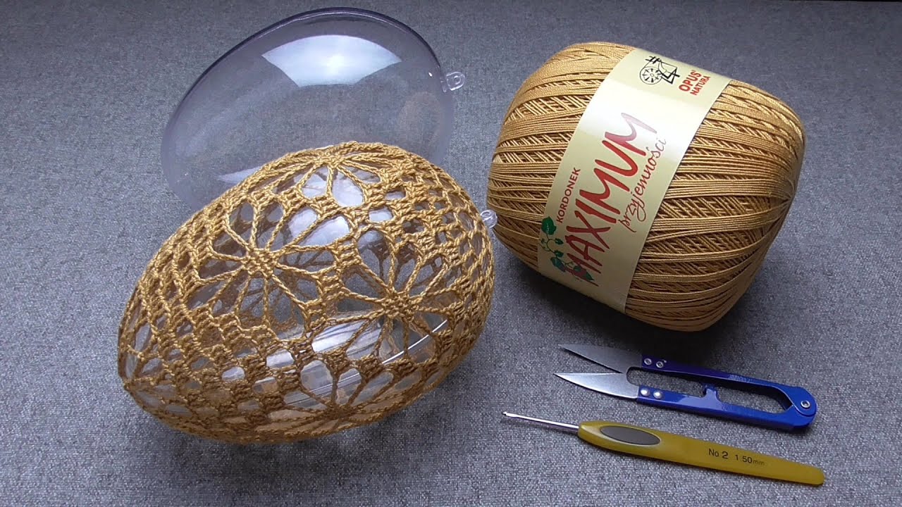Pisanka na wypełnieniu plastikowym/akrylowym 14cm - Wzór 6 - Szydełko